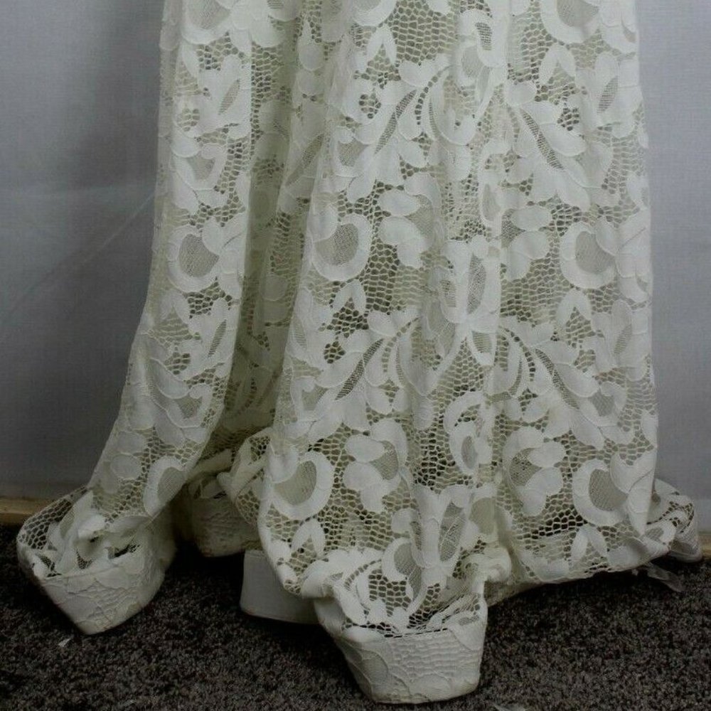 Issue New York Sheer Embroidered Lace Maxi Dress Gown Small Ivory $318 wedding - Picture 4 of 11